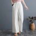 Pantalones anchos sueltos de algodón y lino NSYF37463
