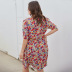 short-sleeved v-neck large-size printing dress   NSQH37493