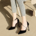 rhinestone buckle pointed toe suede stiletto shoes NSSO37520