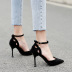 pointed buckle hollow suede stiletto single shoes  NSSO37522