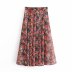retro holiday style pleated print skirt NSAM37551