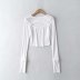 thread knit slim round neck long sleeve T-shirt  NSAM37568