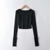 thread knit slim round neck long sleeve T-shirt  NSAM37568