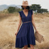 fashion solid color hollow stitching dress  NSKA37615