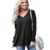 Pure Color V-neck Knitted Casual Sweater   NSGE37728