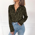 casual leopard print long-sleeved chiffon shirt NSGE37733