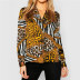 leopard print V-neck long-sleeved chiffon shirt NSGE37736
