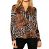 leopard print V-neck long-sleeved chiffon shirt NSGE37736