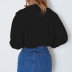 suéter de manga larga con solapa de color sólido grueso de moda NSFD37745