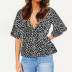 leopard print V-neck short-sleeved chiffon shirt NSGE37750