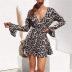 sexy V-neck leopard print long-sleeved chiffon dress NSGE37754