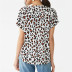 Camiseta de gasa con cuello en V y manga corta con estampado de leopardo NSGE37756