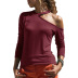 slanted side long-sleeved blouse  NSGE37778