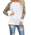 loose stitching leopard print chiffon long-sleeved top NSGE37779
