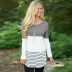 back lace contrast stripe stitching long-sleeved T-shirt NSGE37797