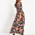 casual one-piece printing long sleeves loose large swing skirt NSGE37800
