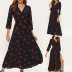 cherry print V-neck long-sleeved chiffon dress NSGE37806