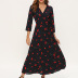 cherry print V-neck long-sleeved chiffon dress NSGE37806