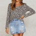 Round Neck Leopard Print Long-Sleeved Top NSGE37807