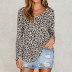 Round Neck Leopard Print Long-Sleeved Top NSGE37807