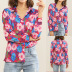casual flower printing long-sleeved chiffon shirt NSGE37810