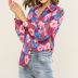 casual flower printing long-sleeved chiffon shirt NSGE37810