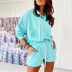 casual solid color long-sleeved hooded two-piece set NSGE37820
