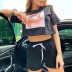 printing short-sleeved round neck top casual shorts home suit  NSGE37827