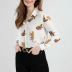 leopard print long-sleeved loose chiffon shirt  NSGE37836