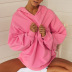 solid color hooded long-sleeved loose sweatshirt NSGE37852