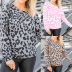 casual long-sleeved round neck leopard print top  NSGE37863