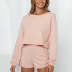 casual solid color long-sleeved round neck pocket sweatshirt set NSGE37866