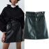 Pure Color PU Leather Skirt NSGE37868