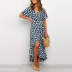 casual printing V-neck lace dress  NSGE37910