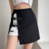 dark leather buckle small embroidery skirt NSLQ37958