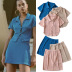 solid color shirt high-waisted skirt suit NSLD38063