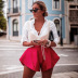 solid color wide-leg button horn shorts NSYF38086
