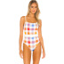 color plaid one-piece triangle swimsuit NSHL38161