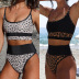 sexy leopard point high waist split bikini  NSHL38175