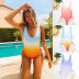 gradient pleated sexy one-piece swimsuit  NSHL38181