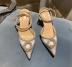 Black bow high heel rhinestone sandals NSCA38236
