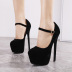 black round toe buckle suede high-heel shoes  NSCA38248