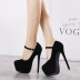black round toe buckle suede high-heel shoes  NSCA38248