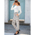 new fashion slim high waist leopard print straight-leg casual pants  NSSA34580