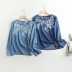 embroidery round neck pullover loose denim shirt  NSAM34016