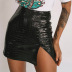 solid color crocodile pattern split leather short skirt sexy  NSXE34778