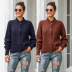 casual knitted high collar lantern sleeve jacket NSMY34831