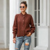 casual knitted high collar lantern sleeve jacket NSMY34831