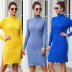 high-neck twist long-sleeved knitted sweater dress NSMY34832