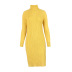 high-neck twist long-sleeved knitted sweater dress NSMY34832
